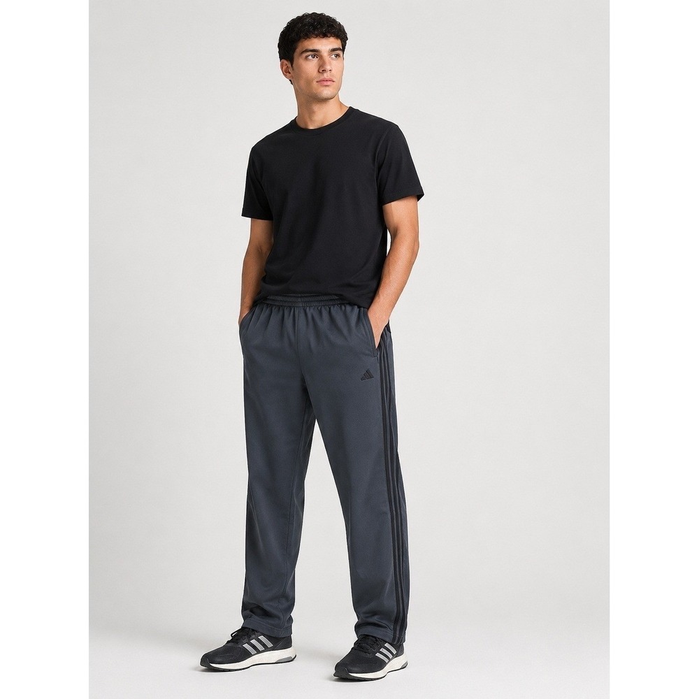 Adidas Track Workout Pants Mens Large Grey Polyester Elastic Waist Pockets